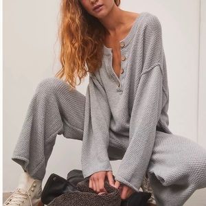 Free people beach , grey pant and sweater set